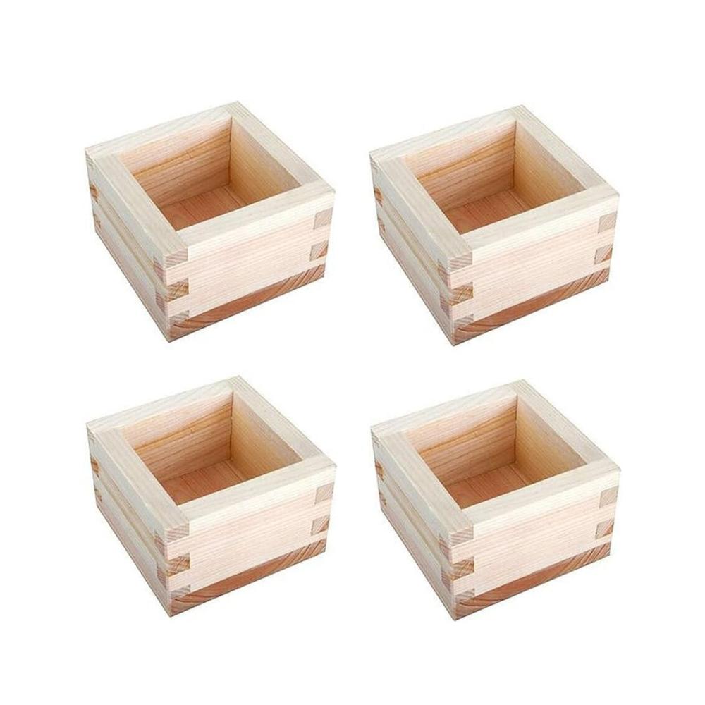Hochwertige Eisschalen aus edlem Hinoki-Holz – 4er-Set stilvoll & funktional – Perfekt für Sake und Desserts – Leicht zu reinigen & pflegen