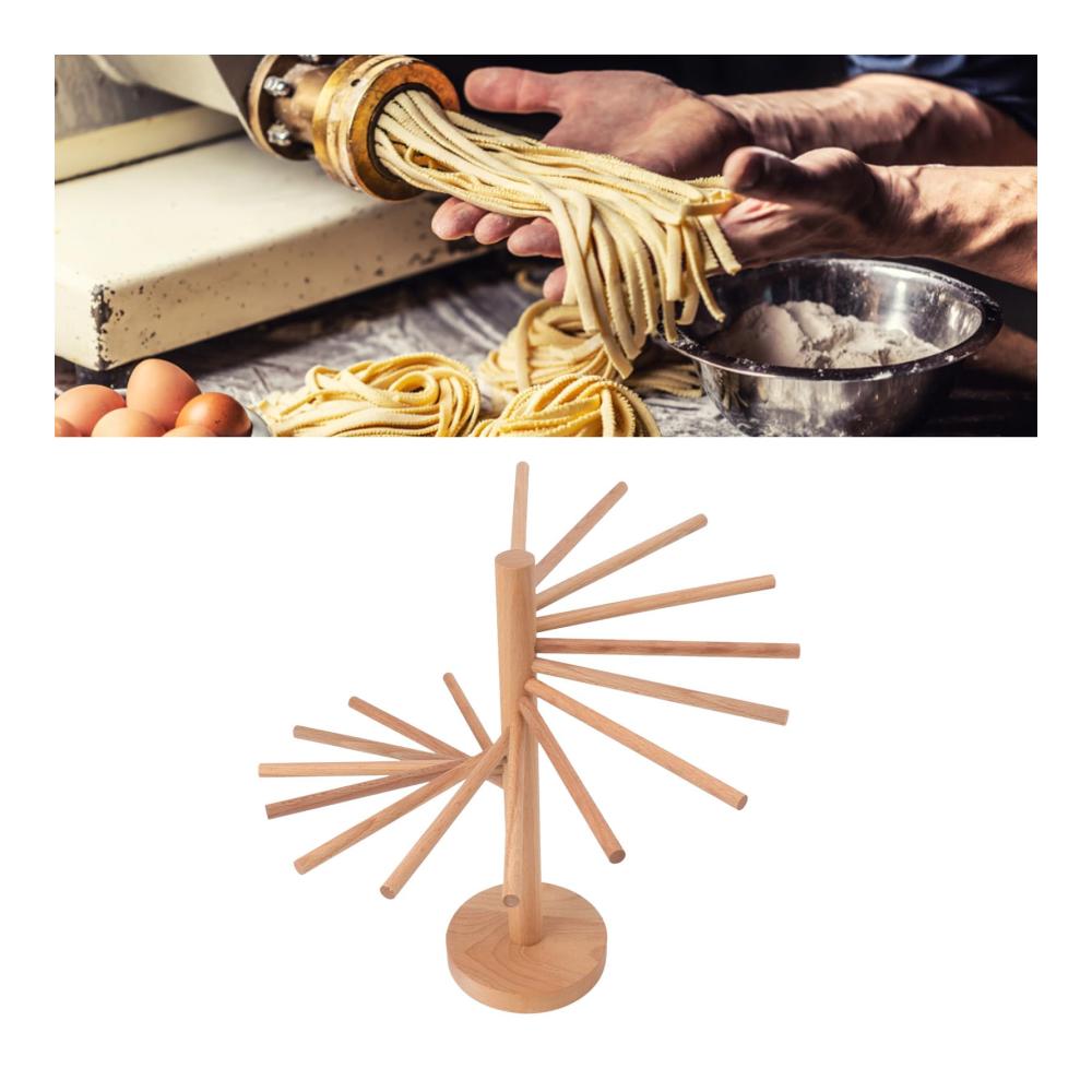 Praktischer Nudeltrockner 18-Stangen-Holzgestell für Spaghetti Fettuccine und mehr - Platzsparend und ideal für die Küche - Perfektes Zubehör zur Nudelherstellung