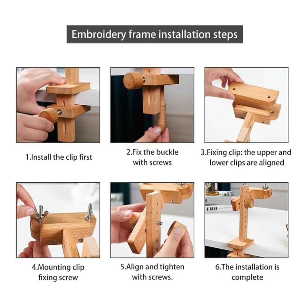 360° Drehbarer Holz-Stickständer | Verstellbarer Stickrahmen-Nähständer für Tisch | DIY Handarbeits-Werkzeug | Flexibler Stick-Schoßtisch für kreative Näharbeiten