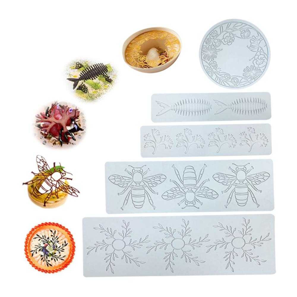 Schokoladenformen-Set 5 Wiederverwendbare hitzebeständige Silikonformen für süße Kreationen - DIY mit 5 Mustern Lebensmittelqualität perfekt für Fondant Pralinen & mehr