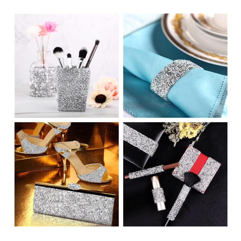 Entfalte kreativen Glanz mit unserem selbstklebenden Kristall Strass Diamant Band! 5 Rollen funkeln in 15 mm Breite für DIY Projekte Handwerk und glamouröse Dekorationen. Strahlende Eleganz für Parties Hochzeiten und mehr