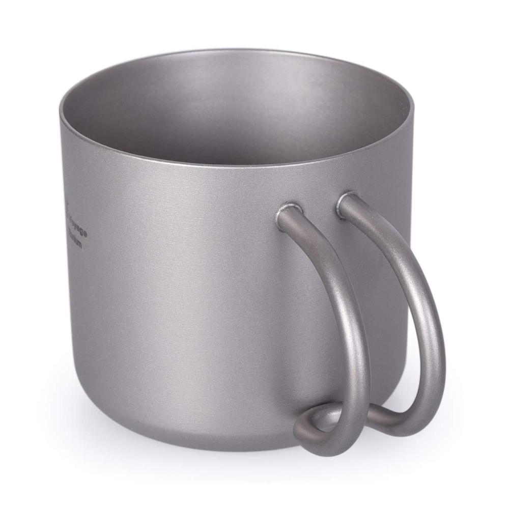 Hochwertige Teetassen-Set aus doppelwandigem Titan ideal für Camping und Picknick - Innen- und Außenbereich geeignet | 100 ml Kapazität | Ti3085D