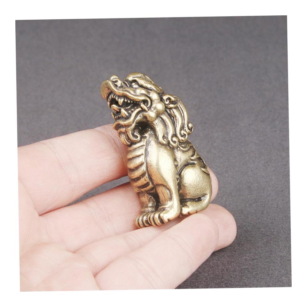 Exquisite Puppen-Sammlerstücke Feng-Shui Pi Yao Reichtumsskulptur aus Messing Bürodekoration mit Löwenfigur handgefertigtes Bastelornament für Glück und Wohlstand