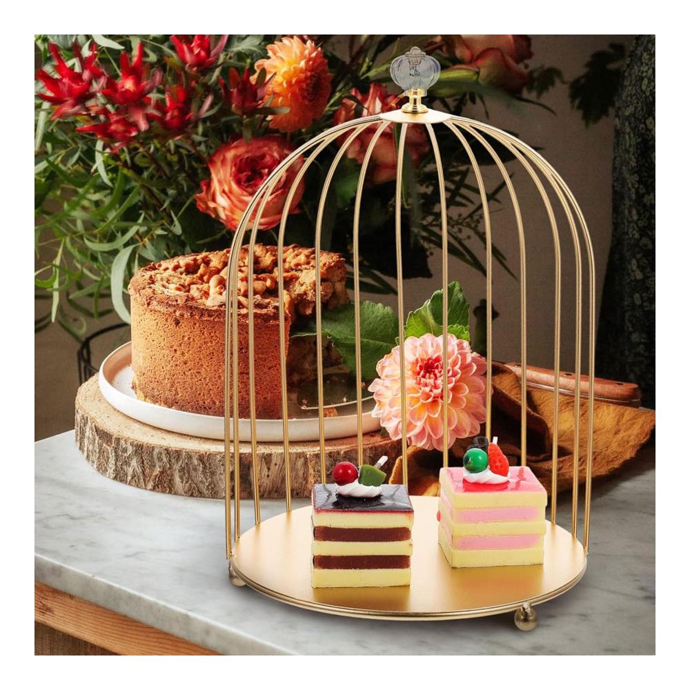 Eleganter Tortenständer für Hochzeit & Events Metall Konditoreiständer Cupcake & Obst Display mit Dekorativem Vogelkäfig-Design für Party und Heimdekoration
