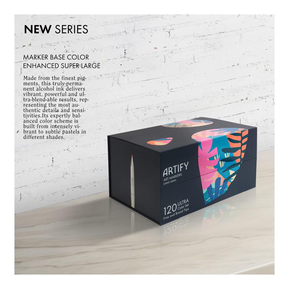 ARTIFY 120 Ultra Colors Art Marker & Filzstifte Set - Profi Künstlermarker mit feinen und breiten Dual-Tipps Etui & Tragetasche - Ideales Geschenk für Zeichner & Kreative