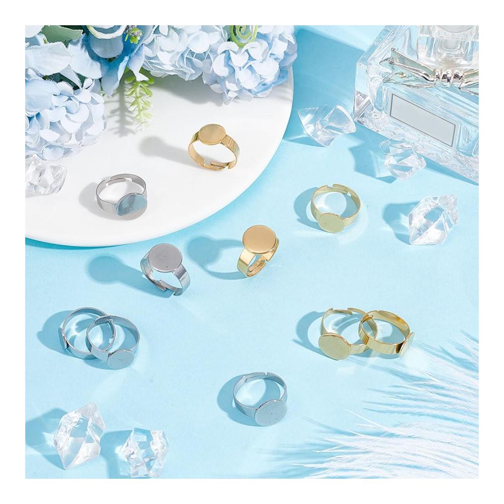 24er Set Ringel Verstellbare Ringbasis aus 304-Edelstahl in Mixfarben – Perfekt für DIY-Ringe und Schmuckherstellungszubehör