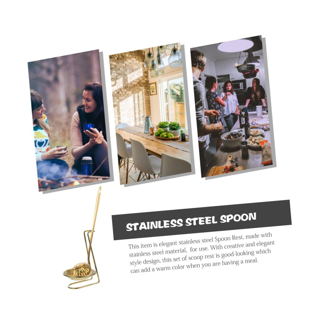 Premium Edelstahl Schöpflöffel & -kellen Set | Praktische Löffelablage & Halterung | Suppenkelle mit Soßenschale | Stilvoller Löffelhalter für Ihre Küche | Rostfrei & langlebig