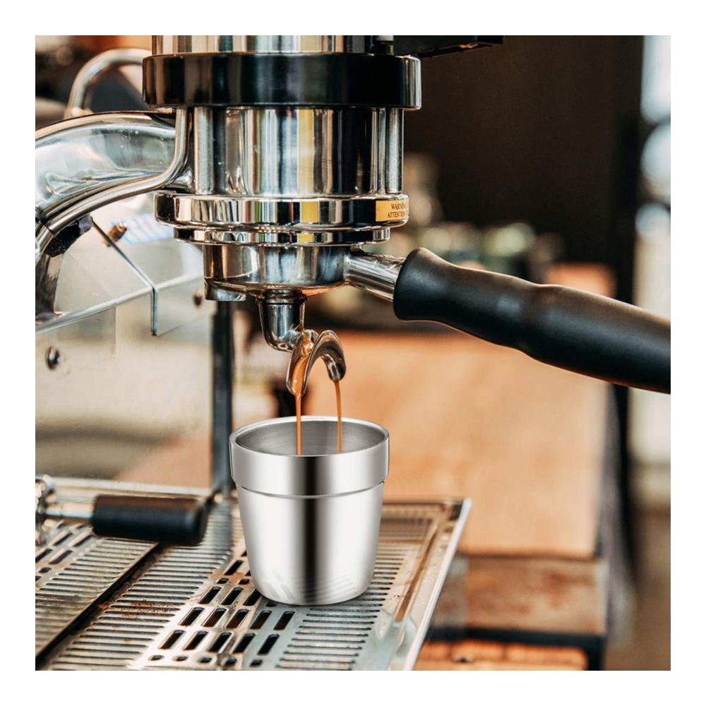 TEAMFAR Espressotassen 4er-Set | Edelstahl Doppelwandig | Dickwandige Mokkatassen | 150ml | Für Zuhause Party & Camping | Unzerbrechlich & Spülmaschinenfest | Wiederverwendbare Kaffeetassen
