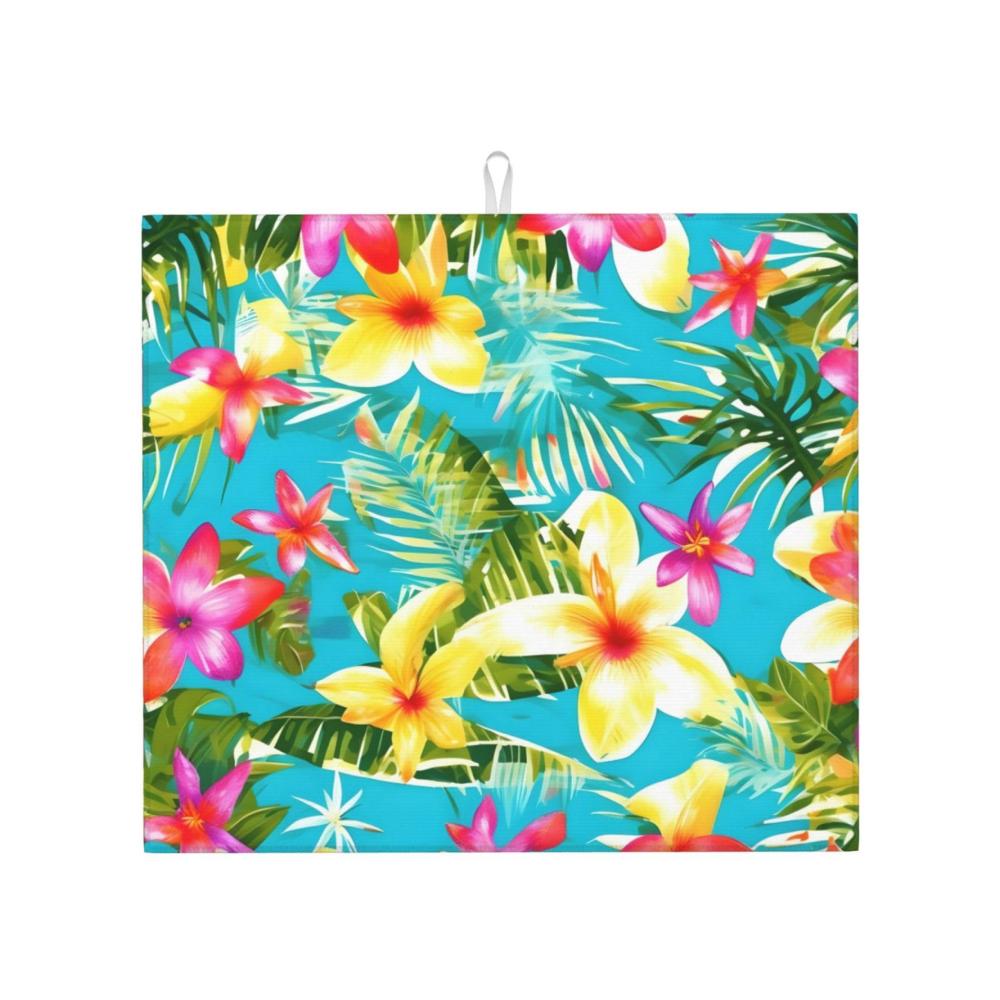Entdecken Sie den Sommerstil Super saugfähige Mikrofaser-Geschirrtrocknungsmatte mit hawaiianischem Flair – Perfekte Abtropfmatte für Ihre Küche