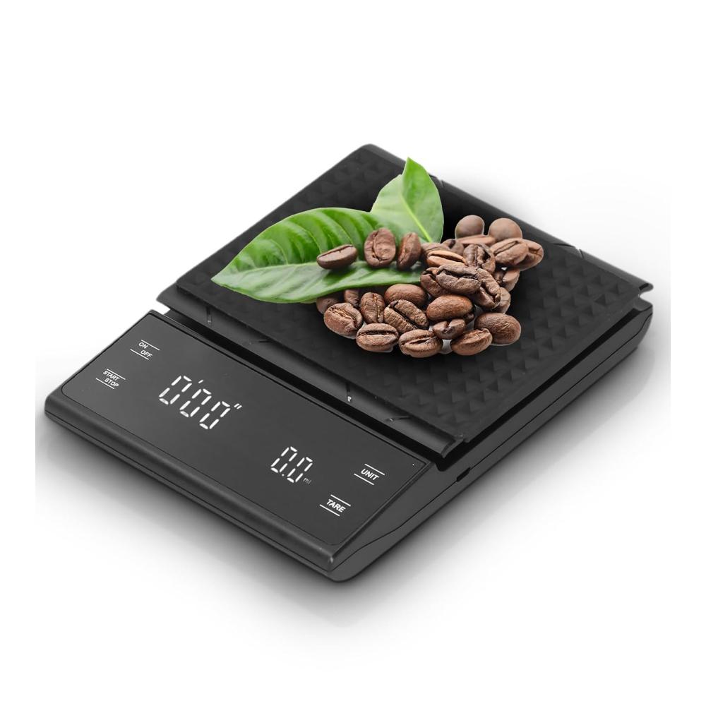 Präzise Kaffee-Digitalwaage mit Timer - Elektronische LED-Anzeige Intelligente Lebensmittelwaage für Gramm/Unze/Ml - Digitale Küchenwaage für exaktes Wiegen bis 01 g - Perfekt für köstliche Rezepte