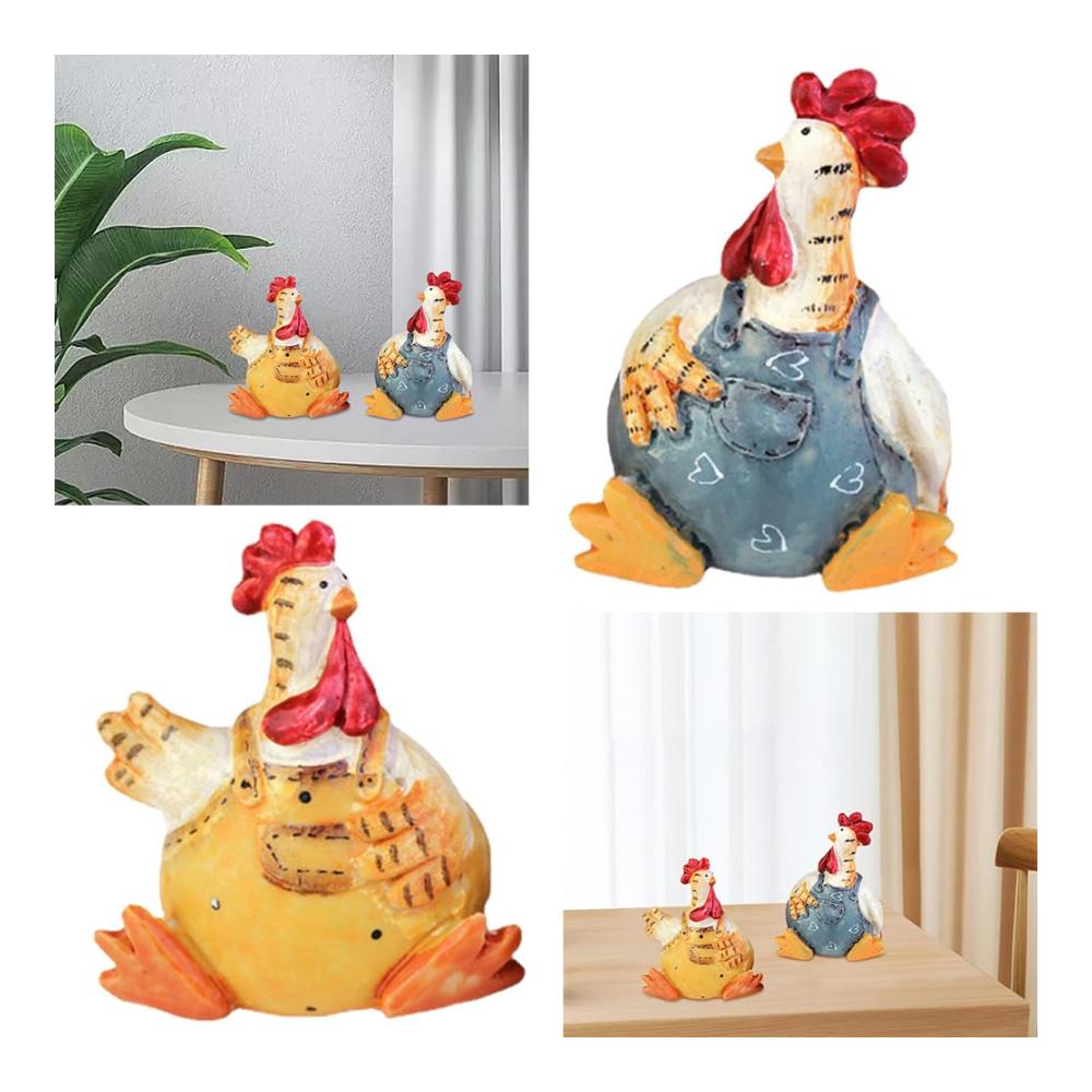 Sammelfiguren Niedliches Huhn-Paar aus Harz - Handgefertigte Miniatur-Dekoration für Ostern & Valentinstag - Perfektes Geschenk für Sammler & Huhnliebhaber