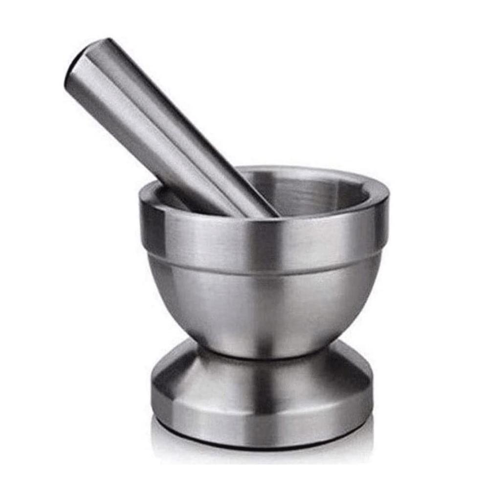 Mörser & Stößel Set aus Edelstahl für Kräuter Gewürze Knoblauch & mehr | Hochwertiges Mörser-Stößel-Set für die Küche | Kochutensilien für feinste Zubereitungen | Robust & vielseitig einsetzbar