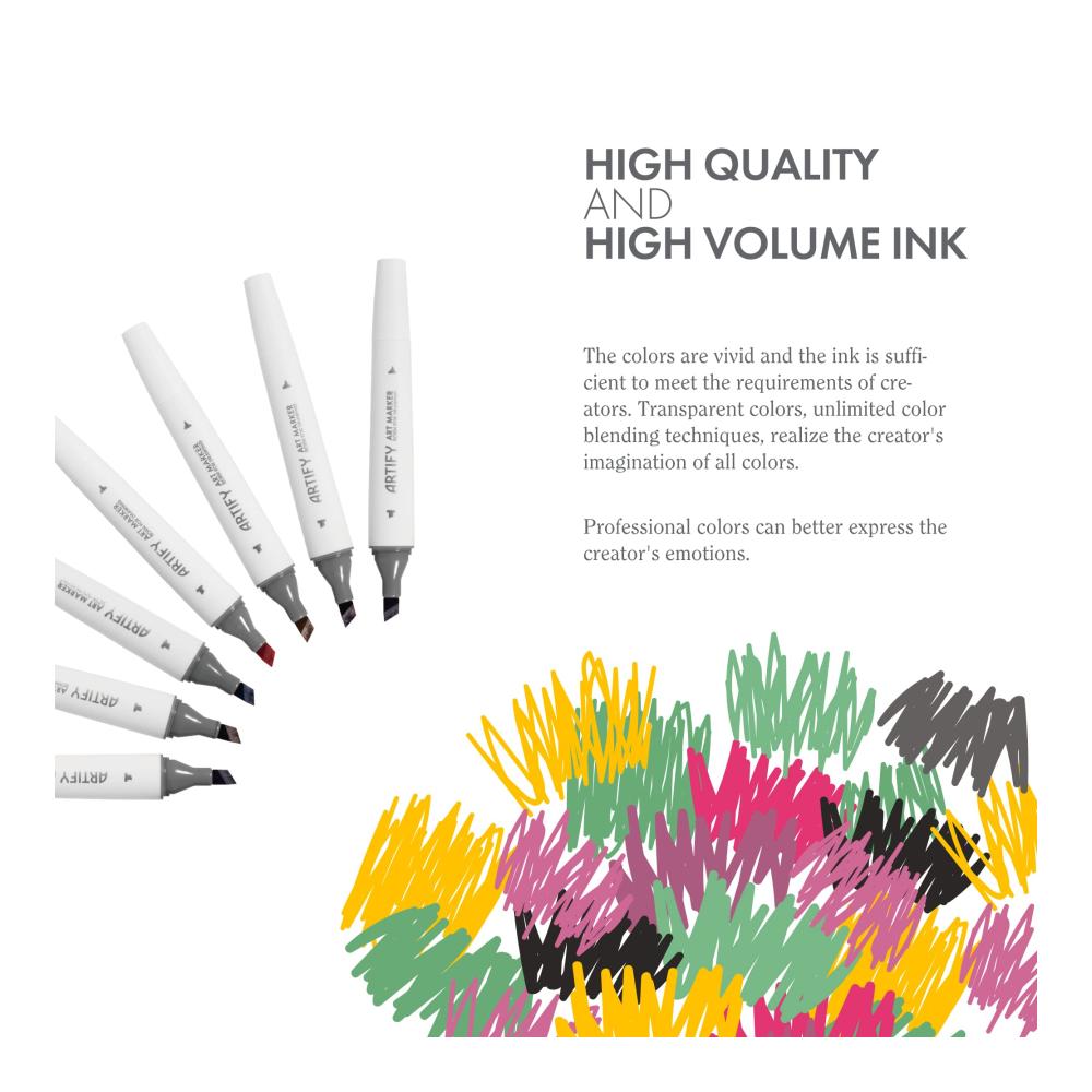 ARTIFY 120 Ultra Colors Art Marker & Filzstifte Set - Profi Künstlermarker mit feinen und breiten Dual-Tipps Etui & Tragetasche - Ideales Geschenk für Zeichner & Kreative