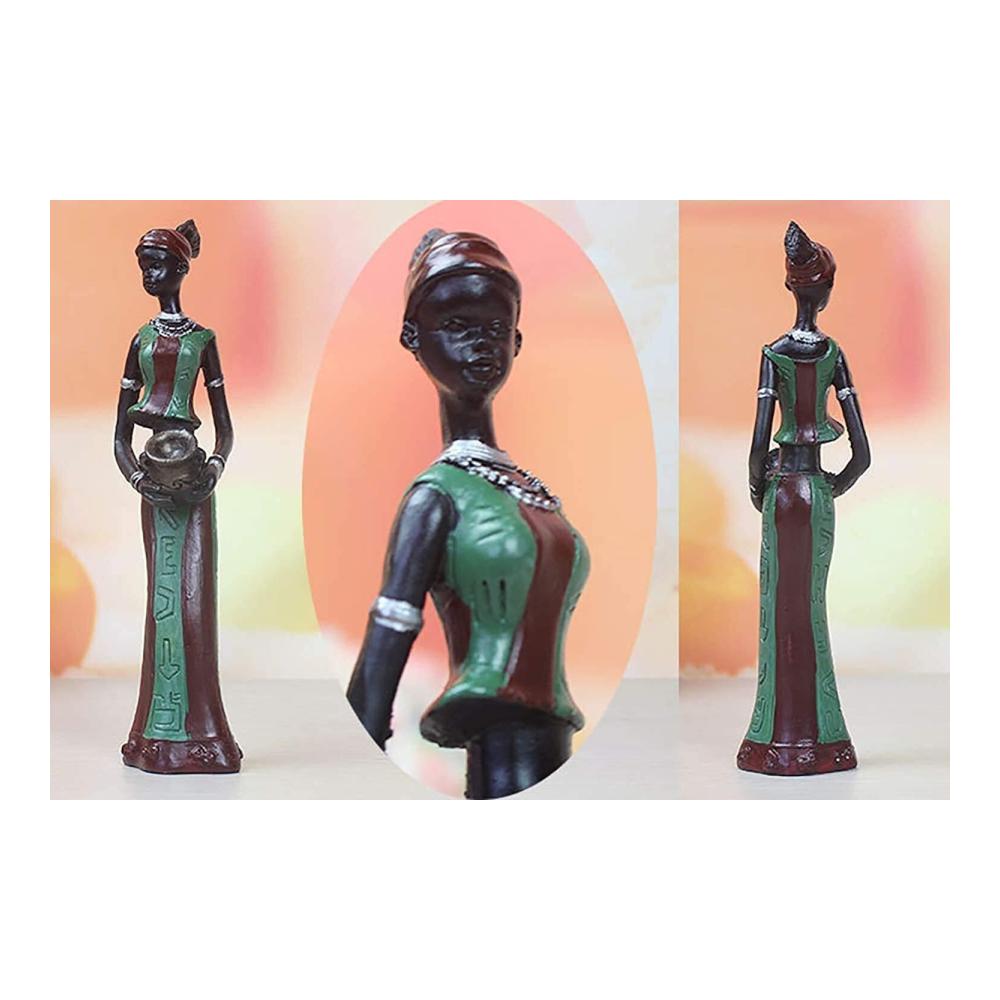 Afrikanische weibliche Statuen Elegante Desktop-Skulpturen aus Harz – 3er Set für stilvolle Wohnaccessoires Dekorationsmodellfiguren & einzigartige Geschenke – Handgefertigte Kunst in Grün