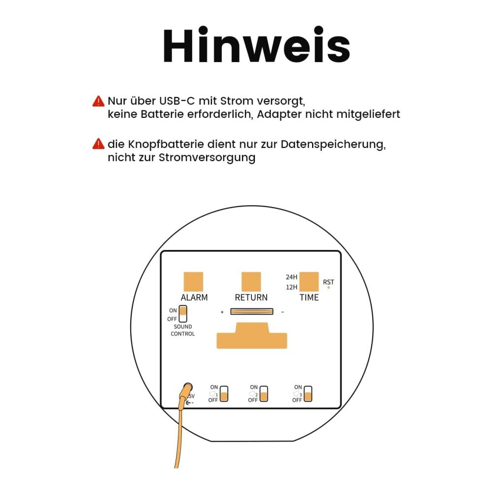 Digitale Wecker Uhr mit 3 Alarmen & Snooze LED Display mit Schallsteuerung USB-betrieben - Mini Holz Wecker für Schlafzimmer Nachttisch - Moderner Tischwe
