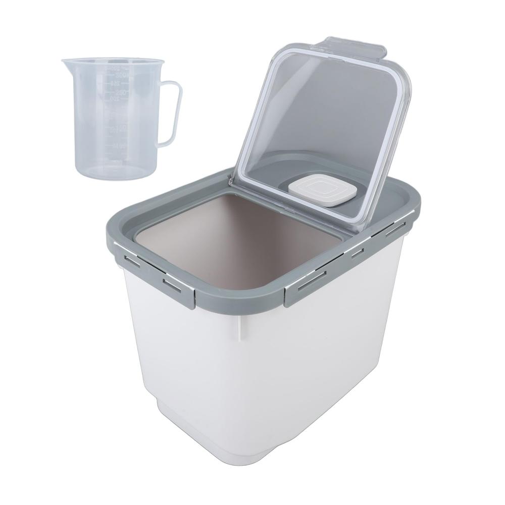 Organisiere und Schütze deine Vorräte mit unseren Müslidosen! 10 kg Kapazität transparenter Behälter mit Klappdeckel für einfache Nutzung. Perfekt für Tiernahrung Bohnen Körner und Mehl. Halte deine Küche ordentlich und deine Zutaten frisch