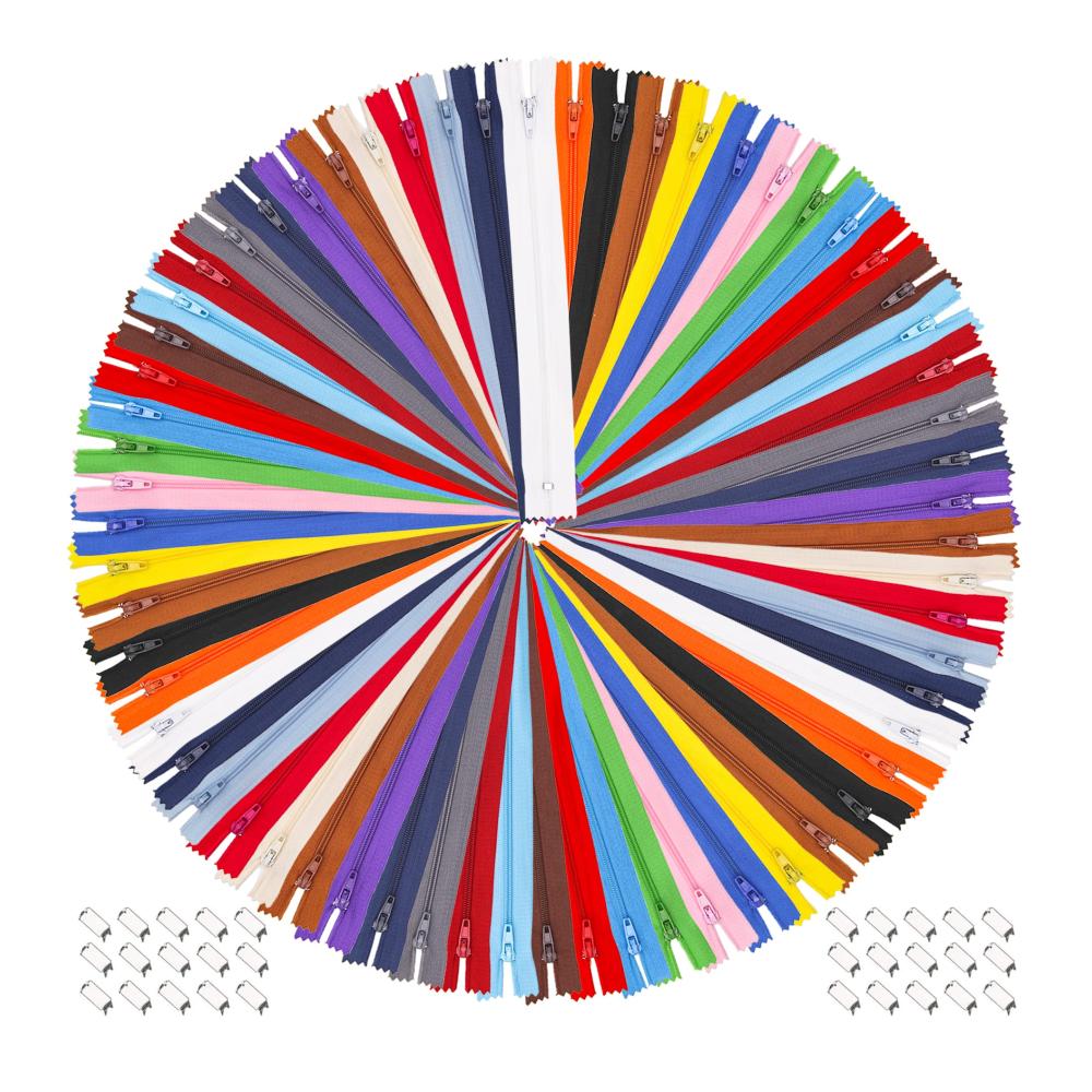 100 Stück Nylon Reißverschlüsse 20 cm - Nähzubehör mit Reißverschluss-Nähfuß für Kleidung Taschen & Handwerk - Inklusive 20 Farben - Hochwertige Verschlüsse für präzises Nähen