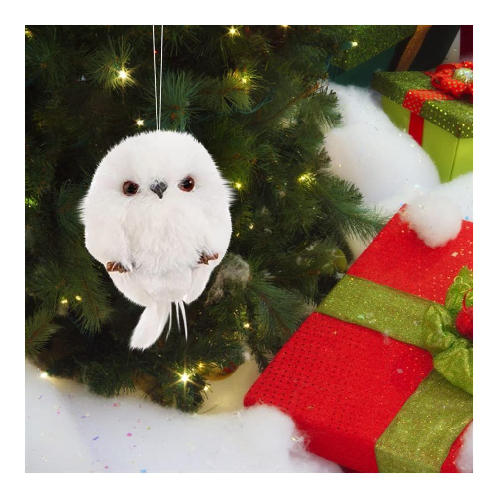 2 Stück Weiße Weihnachts-Eulen-Hängeornamente | Realistische Eulen-Anhänger für Baum & Zuhause | Weihnachtsdekoration | Geschenkidee | Festliche Party-Accessoires | Urlaubsstimmung pur