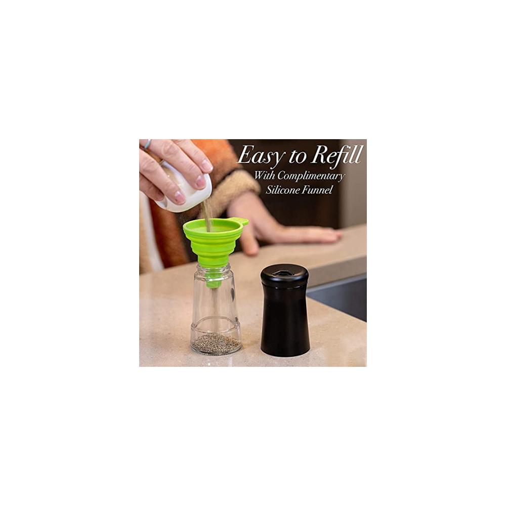 Edelstahl Salz- und Pfefferstreuer Set mit verstellbaren Ausgießlöchern - Elegante Gewürzspender für Meersalz - 2-teilig - Küchenaccessoire