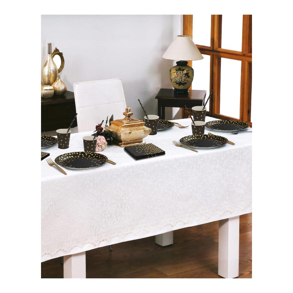 160-teiliges Elegantes Teller-Set in Schwarz & Gold für 20 Gäste - Perfekt für Geburtstage Hochzeiten & Jubiläen - Wiederverwendbare Pappteller Pappbecher Servietten & Strohhalme - Luxuriöses Partygeschirr