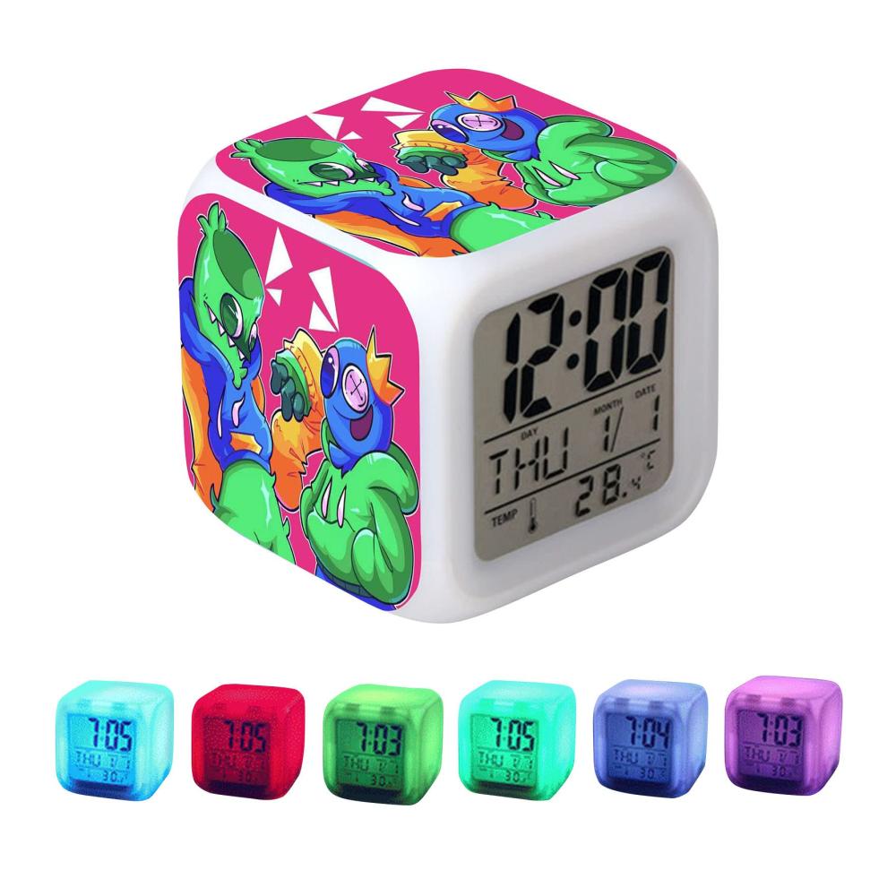 Bunte Freunde Digitaler LED-Wecker für Kinder - Lustiger Cartoon-Wecker mit Farbwechsel - Ideal für Jungen und Mädchen - Weckt sanft im Schlafzimmer