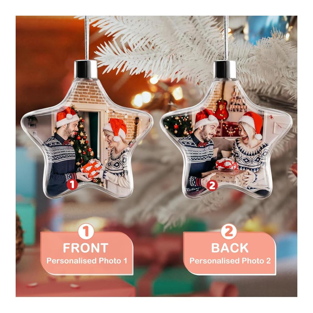 Doppelpack Personalisierte Fotokugeln Weihnachtsschmuck 2023 - Benutzerdefinierte Bilder - Ornamente für Weihnachtsbäume - Ideales Geschenk für Mutter