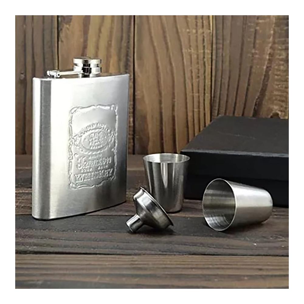Premium 7oz Flachmann Set | Hochwertiges Barzubehör aus Edelstahl | Auslaufsicherer Whisky-Flachmann mit Trichter | Ideal für Wandern Klettern Angeln Camping | Tragbare Genussmomente