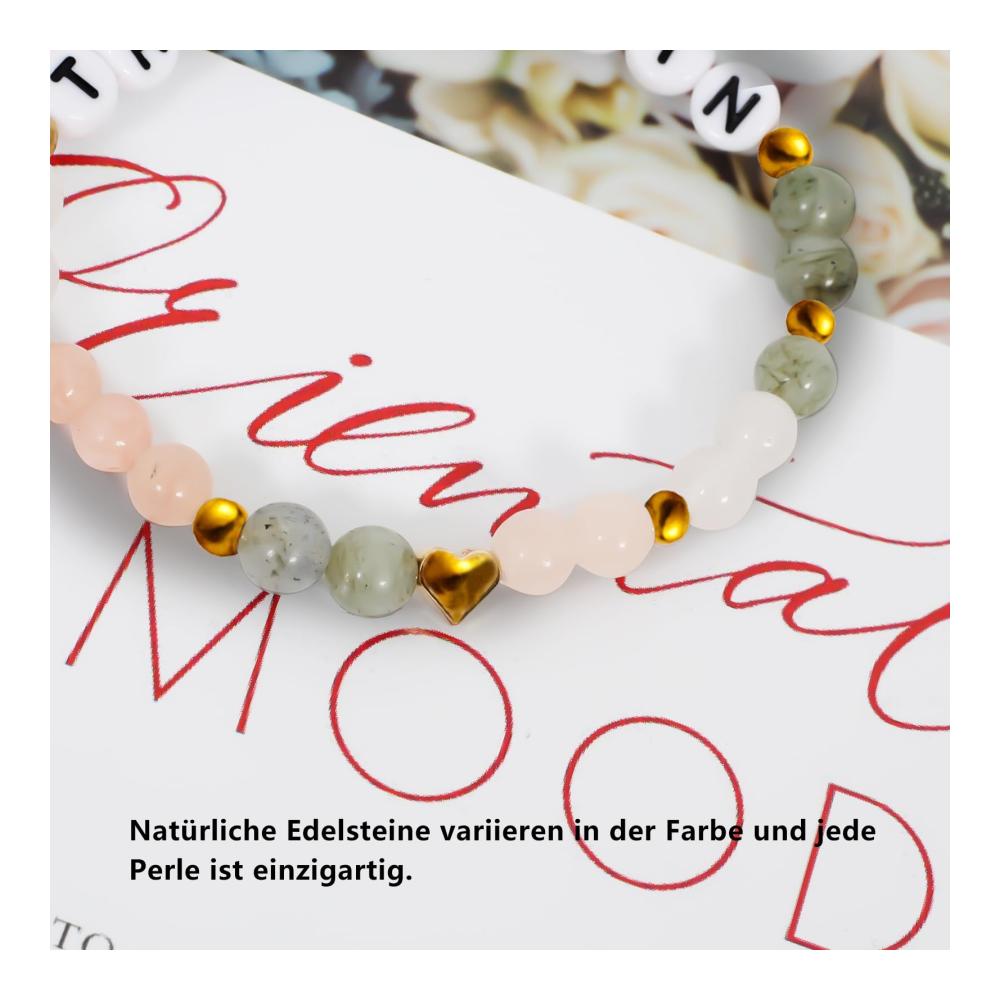 Brautaccessoires Set 2x Trauzeugin Armband Dankeschön Geschenk - Handmade Hochzeitsdekoration mit Edelstein Perlen - Team Braut Stretch Armbänder - Ideales Brautjungfer Accessoire (18CM