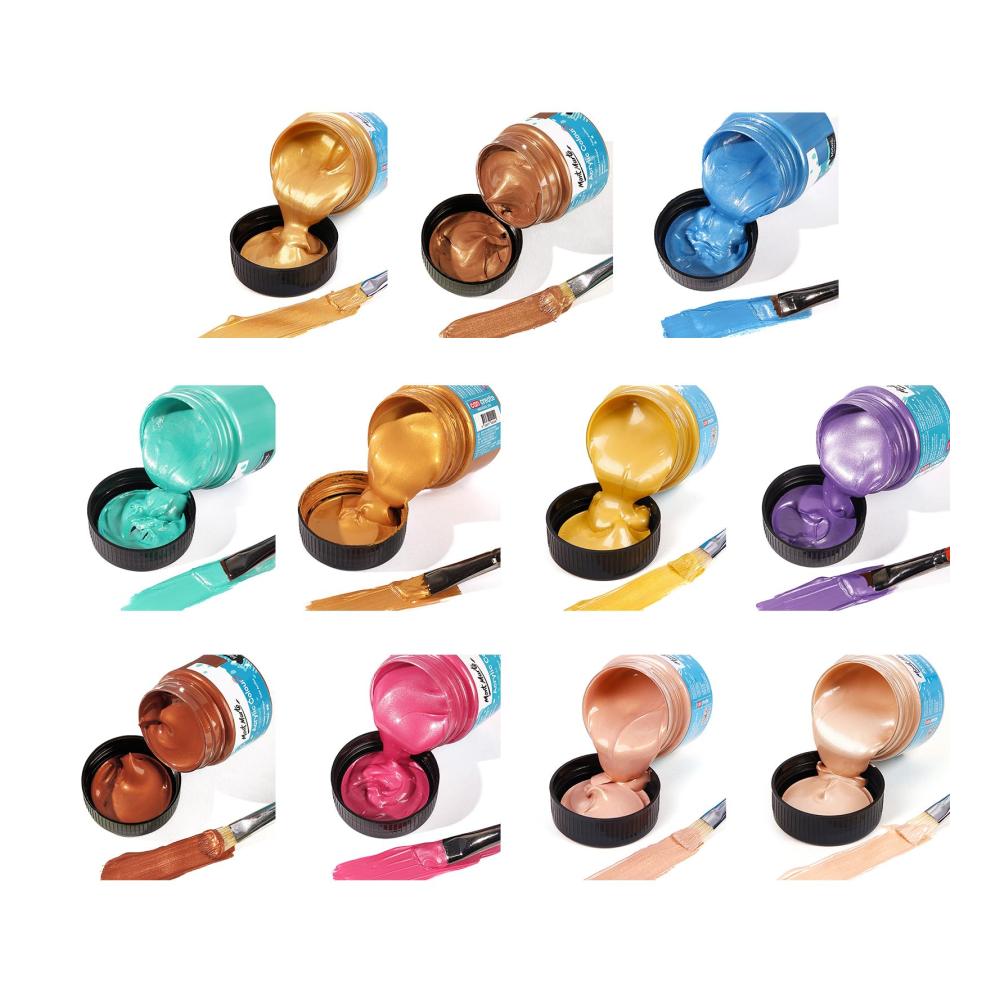 Hochwertige metallische Acrylfarbe 100 ml - Wasserfeste Farben & Lacke für Leinwand und Holz - Brillante Farbauswahl - Künstlerbedarf in Spitzenqualität