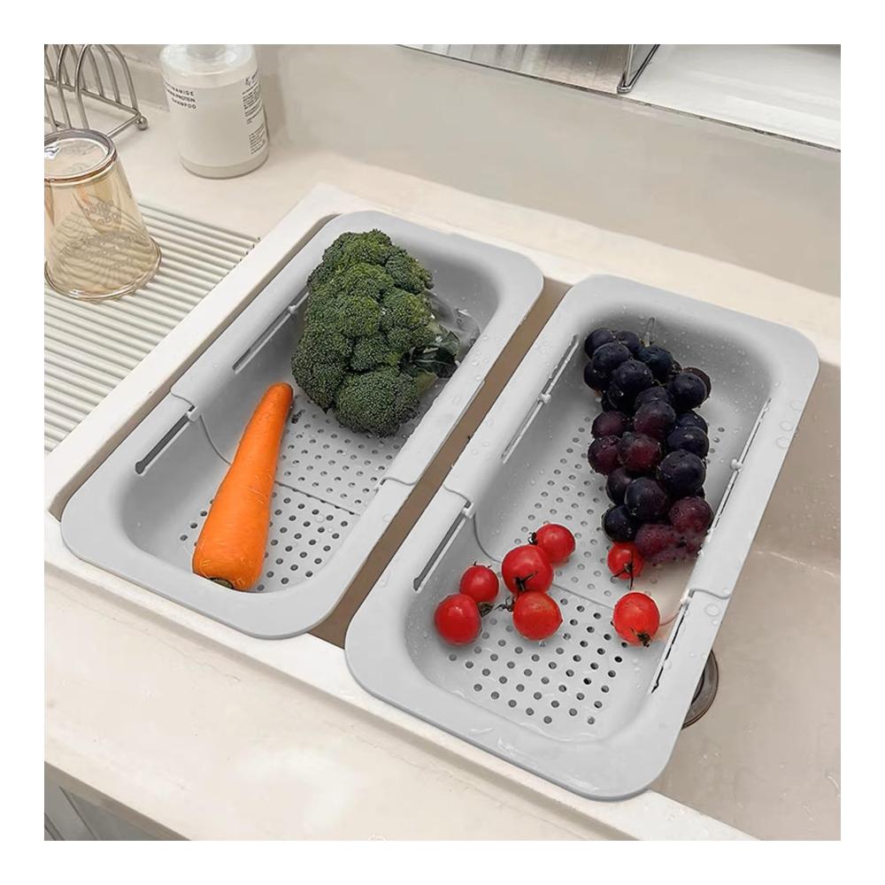 Hochwertiges 2er-Set ausziehbarer Küchensiebe (36-49cm) | Abtropfsiebe für Spülbecken & Waschbecken | Ideal zum Waschen von Gemüse Obst & Abtropfen von Nudeln | Praktisch & stil