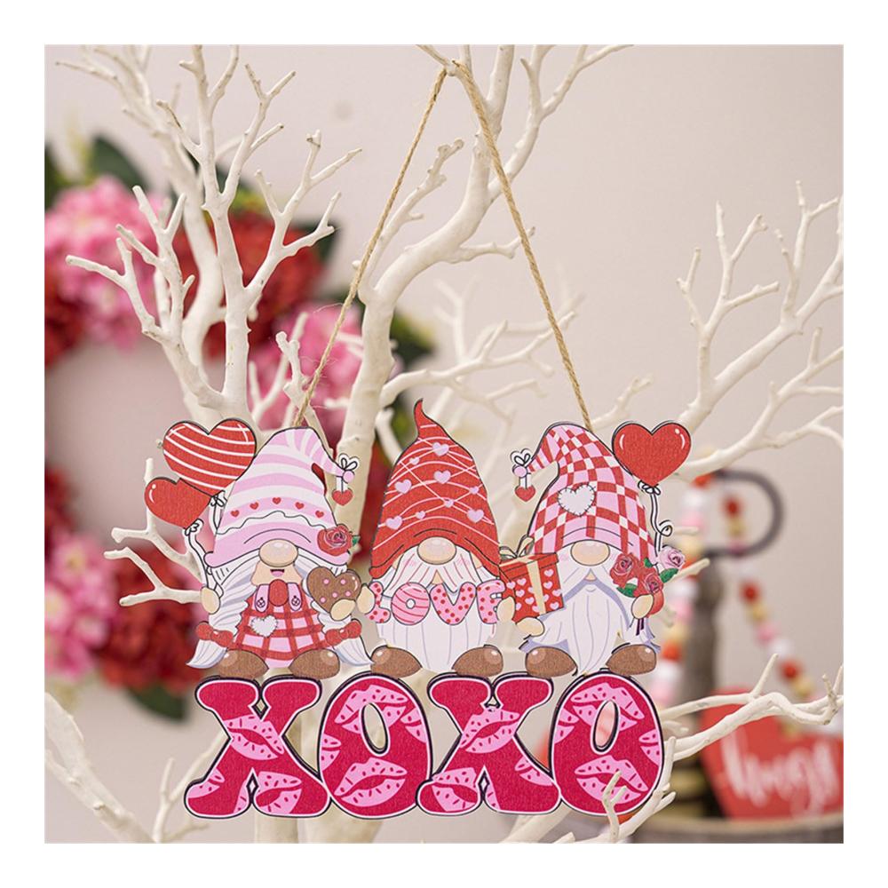 Entzückendes Konfetti Herz Gnome Zwerg Anhänger für stilvolle Valentinstag Dekorationen – Einzigartiges Elfen Türschild Ornament mit Rudolph Charme und Liebe zum Detail