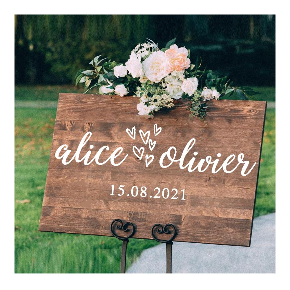 Individuelle Hochzeitsdeko Personalisierte Spiegel-Aufkleber für DIY-Hochzeitsparty-Schilder - Mit Namen und Datum - Hochwertiges Vinyl für eine einzigartige Empfangsdekoration