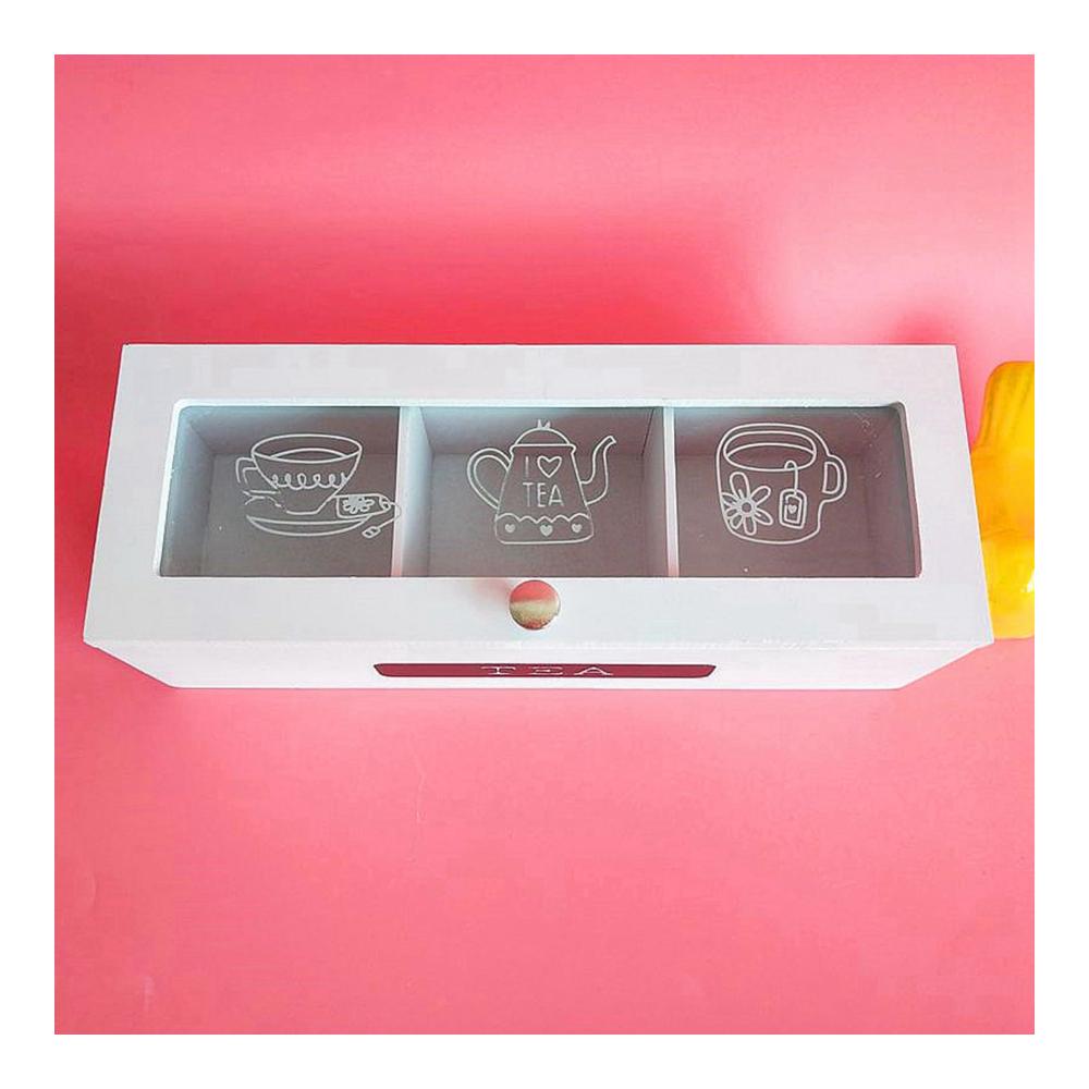 Teebeutelablagen Organizer aus Bambus | 3 Fächer Aufbewahrungsbox für Teebeutel und mehr | Praktische Teebox und Schmuck Organizer | Ideal für Küche und Wohnzimmer | Hochwertige Aufbewahrungslösung