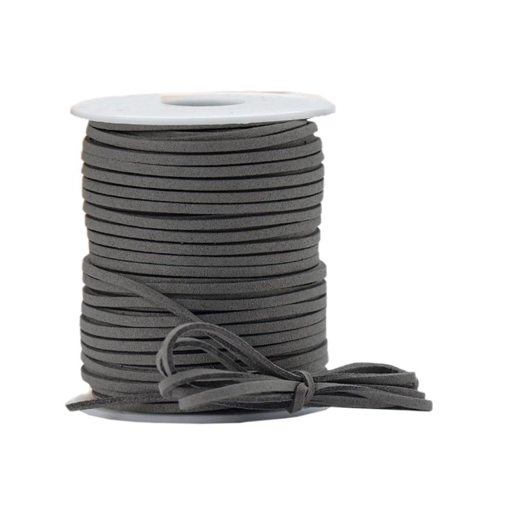 3mm x 45m Lederband Faux Wildleder Schnur - Dunkelgrau - Bastelschnur für DIY Schmuck Armbänder & mehr | Weiches Geschenkband für kreative Projekte mit Bändern