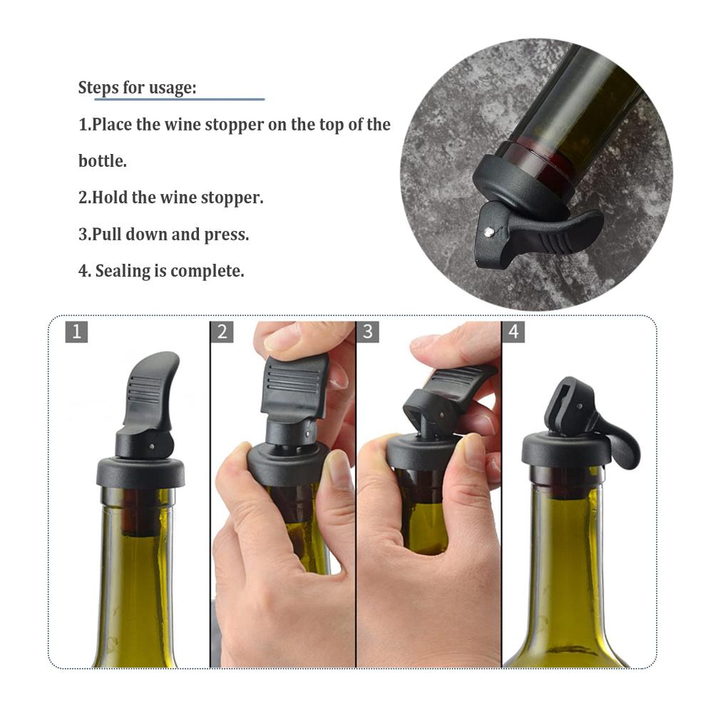 Premium 8er Set Weinverschlüsse & Ausgießer | Auslaufsicherer Vakuumverschluss mit Hebel | Hält Wein frisch | Wiederverwendbare Flaschenverschlüsse für Wein Champagner B