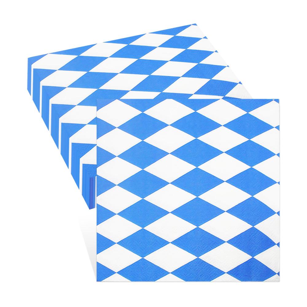Servietten Wentsent 40 Stück Oktoberfest Bayrisch Motivservietten Blau-Weiß Kariert für Bierfest & Gastronomie 33x33cm - Deko Tischdeko Party