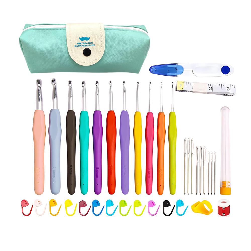 Entdecke das ultimative 38-teilige Häkelset für Anfänger und Erwachsene! Ergonomische Häkelnadeln und Aufbewahrungstasche für DIY-Bastler und Häkelbegeisterte. Perfekt zum Einstieg in die Welt des Häkelns