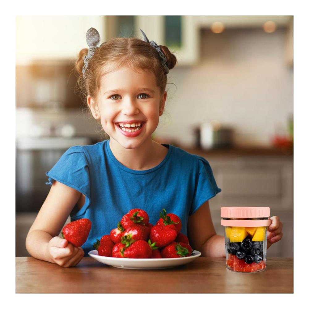 Praktische Müslidosen to go 4er Set Müslibecher mit Deckel und Löffel für unterwegs - Ideal für Overnight Oats Joghurt Obstsalat und mehr! 350ml Behälter für frisches Müsli Porridge und knusprige Cornflakes
