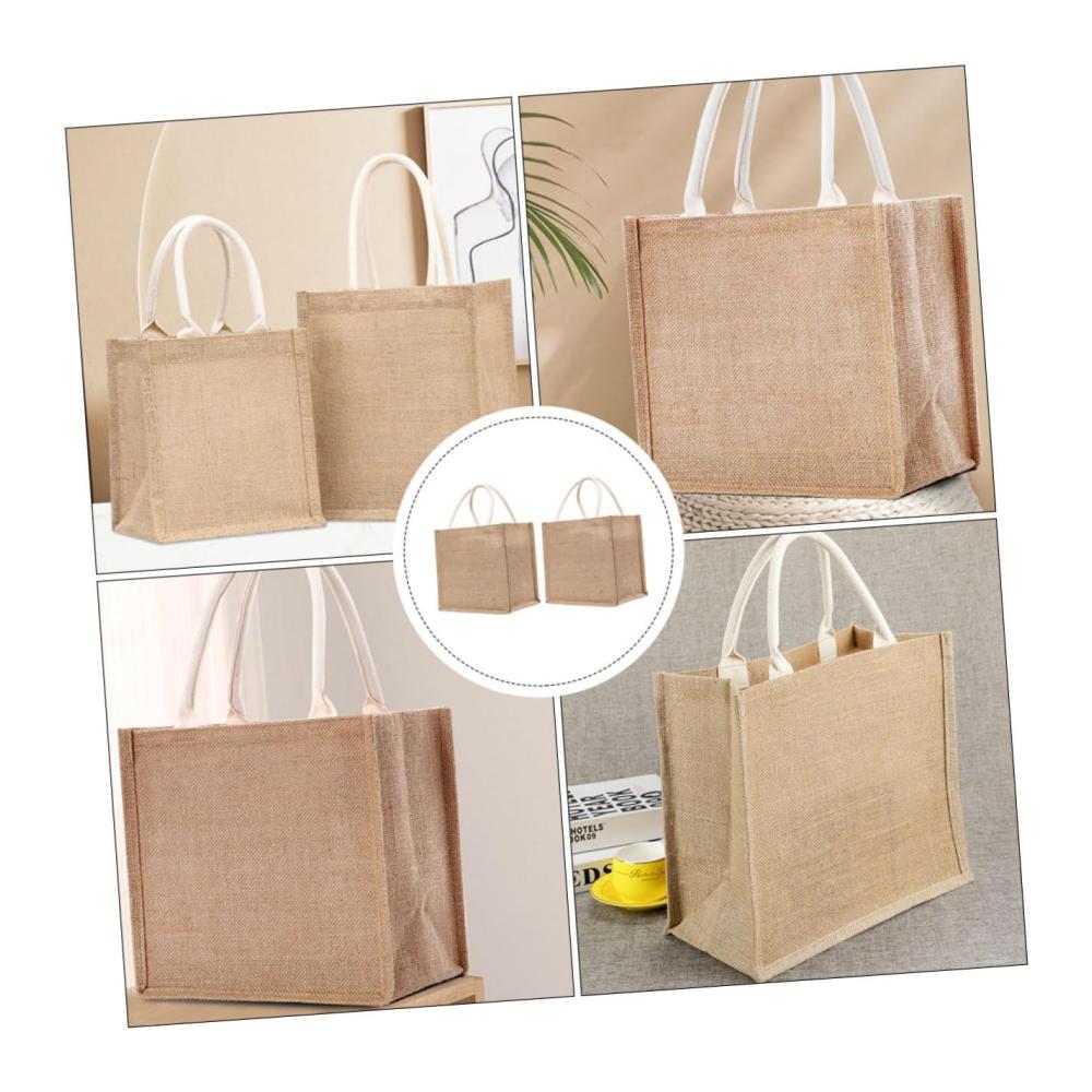 2er Set Einkaufstaschen aus Leinen – Nachhaltige Totebags für umweltbewusste Einkäufer | Multifunktionale Taschen für Geschenke und den täglichen Gebrauch | Robuste Jute Geschenktaschen inklusive
