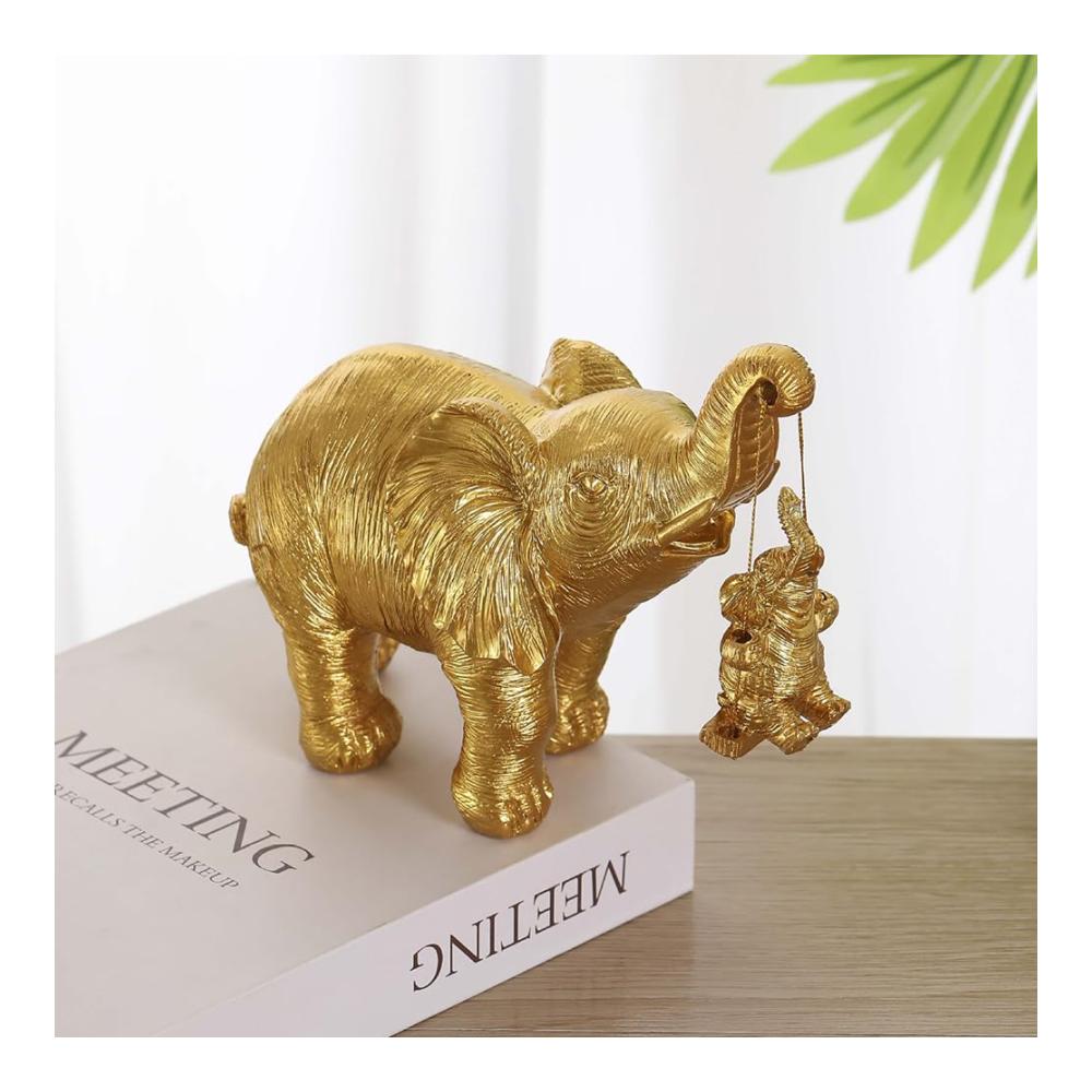 Elefanten-Anhänger aus Kunstharz Glücksbringer mit stilvoller Gold/Silber-Verzierung für Zuhause Wohnzimmer & Dekoration - Niedliche Elefanten-Kunst