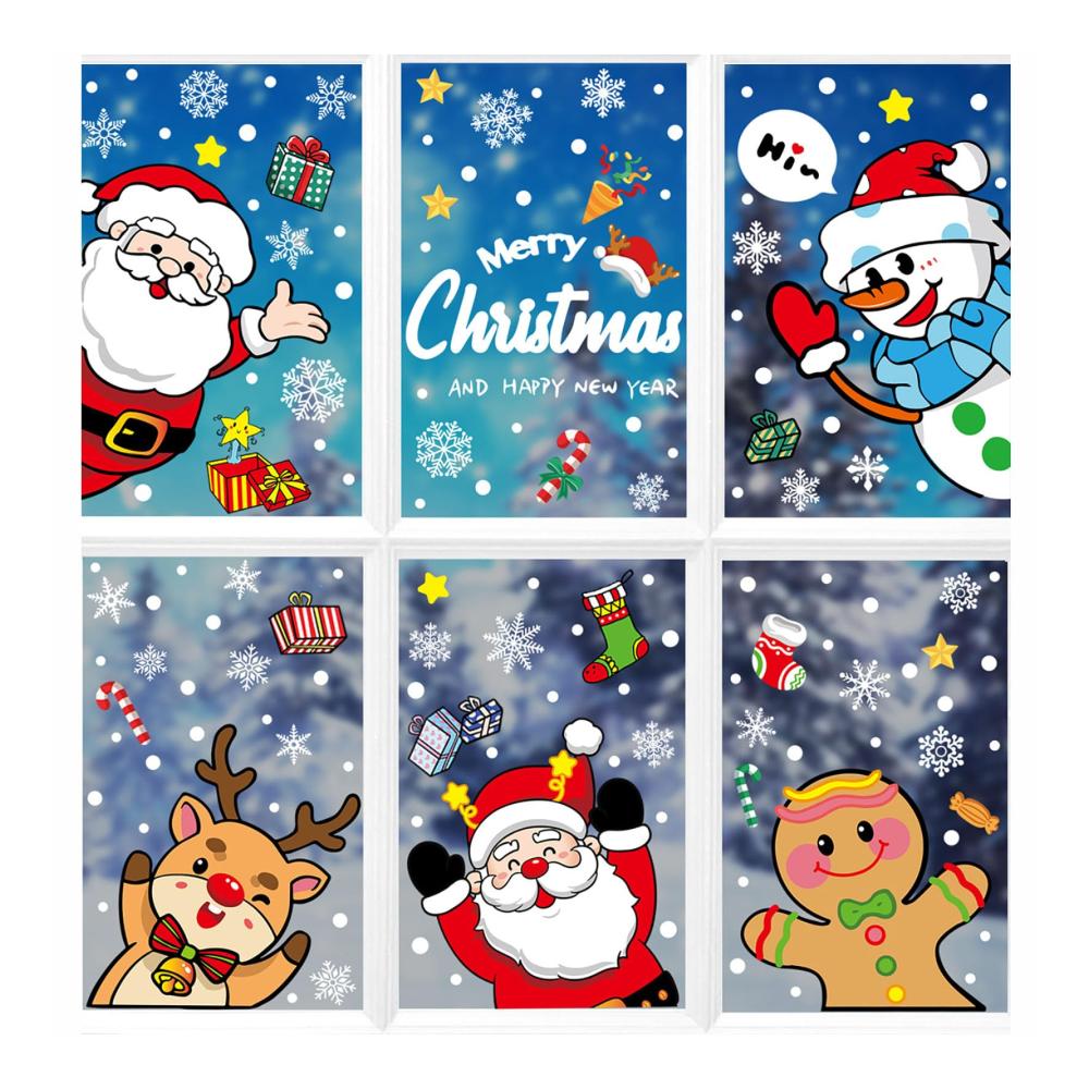 Entdecken Sie magische Weihnachtsmomente 2024 Neue Fensterbilder - Weihnachtsaufkleber-Set mit Schneemann Elch und festlichen Schneeflocken. Statische Aufkleber für die perfekte Weihnachtsdekoration und unvergessliche Partyatmosphäre. Verleihen Sie Ihren Fenstern einen festlichen