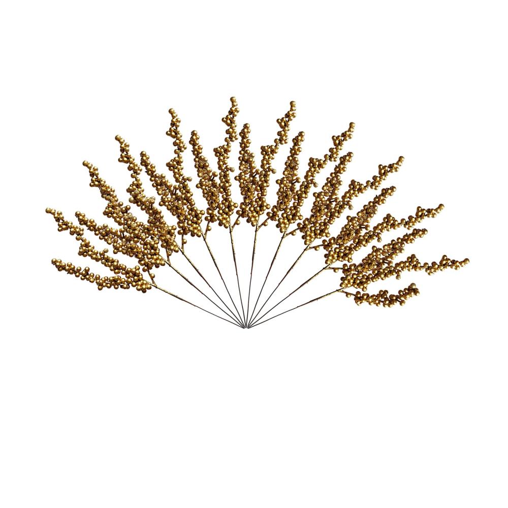 30er Set Künstliche Stechpalmenbeeren in Gold - Perfekt für DIY Weihnachtsbaum Kranz & Heimdeko | Ideal für Basteln Hochzeiten & Grußkarten