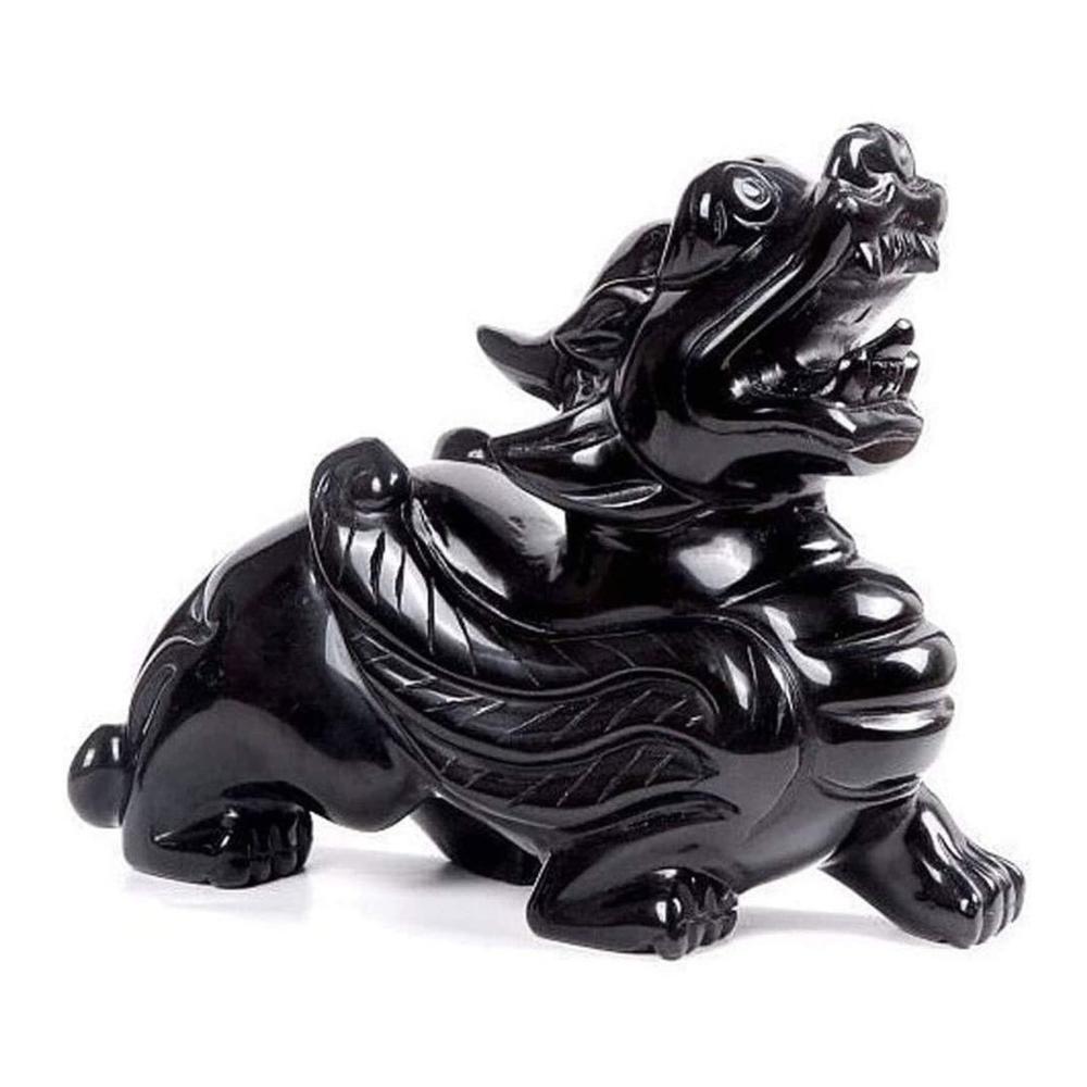 Bringen Sie Glück und Wohlstand in Ihr Zuhause! Paar Chinesische Feng-Shui-Pixiu/Piyao-Statuen aus Natürlichem Obsidian - Perfekte Ornamente für Harmonie und Reichtum im Büro und