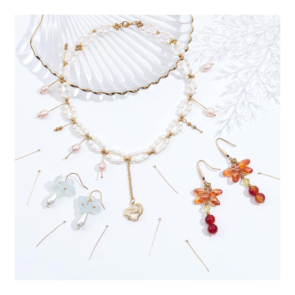 Schmuckherstellungs-Sets 200 Stück/Box 18 Karat Vergoldete Kugelkopfstifte aus Messing 30 mm für DIY-Herstellung von Charm-Perlen - Kopf 2 mm