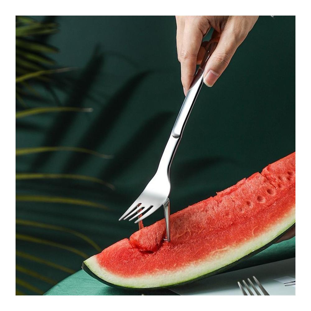 Hochwertiger 2-in-1 Obstschneider aus Edelstahl 304 | Multifunktionale Wassermelonen- und Cantaloupe-Melonen-Schneidewerkzeuge | Ideal für Mango-Salat und Küchengemüse | Doppelkopf-Design