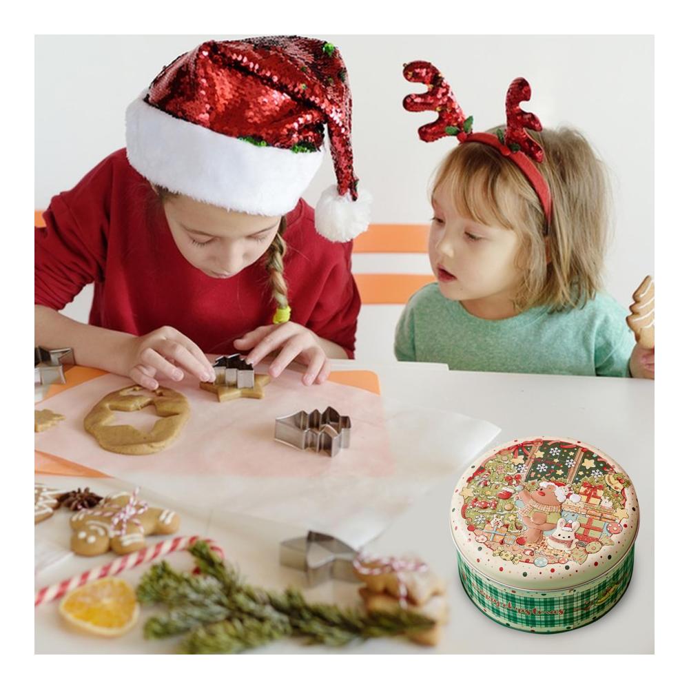 Weihnachtliche Keksdose aus Metall – Runde Blechdose für köstliche Plätzchen und Gebäck – Festliche Aufbewahrung für Weihnachten – Hochwertige Keksdosenkollektion für die Feiertage! 🎄🍪