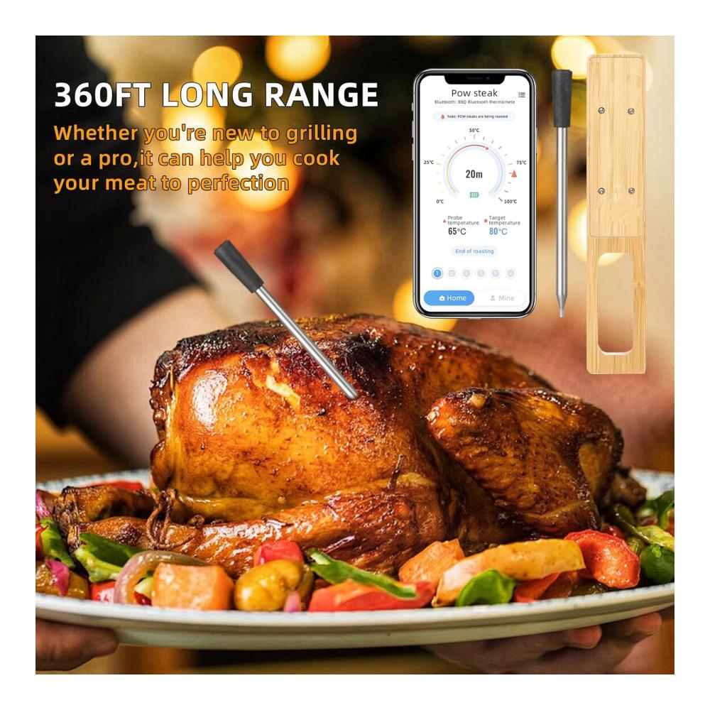 Kabelloses Smart-Fleischthermometer Bratenthermometer – Präzises Steak Thermometer für perfekte Grillergebnisse – Ideal für Küche BBQ und Rotisserie – Inkl. Temperaturmessgerät