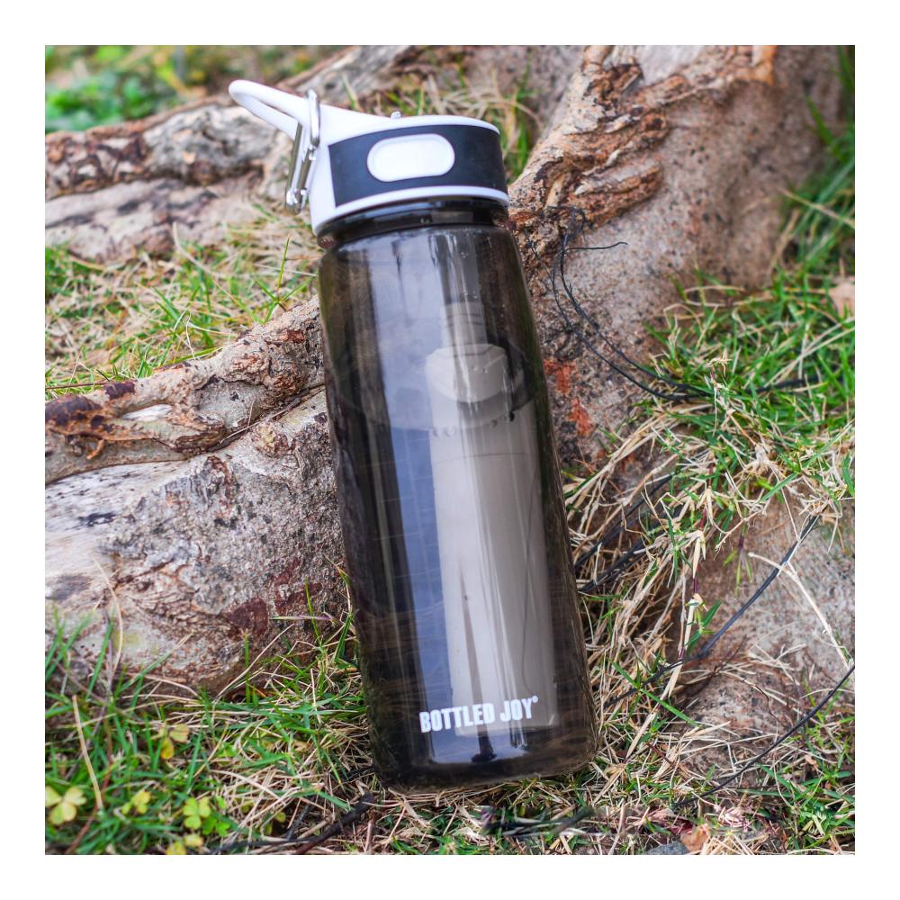 Premium Wasserfilterflaschen Trinkflaschen mit 4-stufigem integriertem Filterstrahl für unterwegs - Ideal für Camping Wandern & Rucksacktouren - Schwarz
