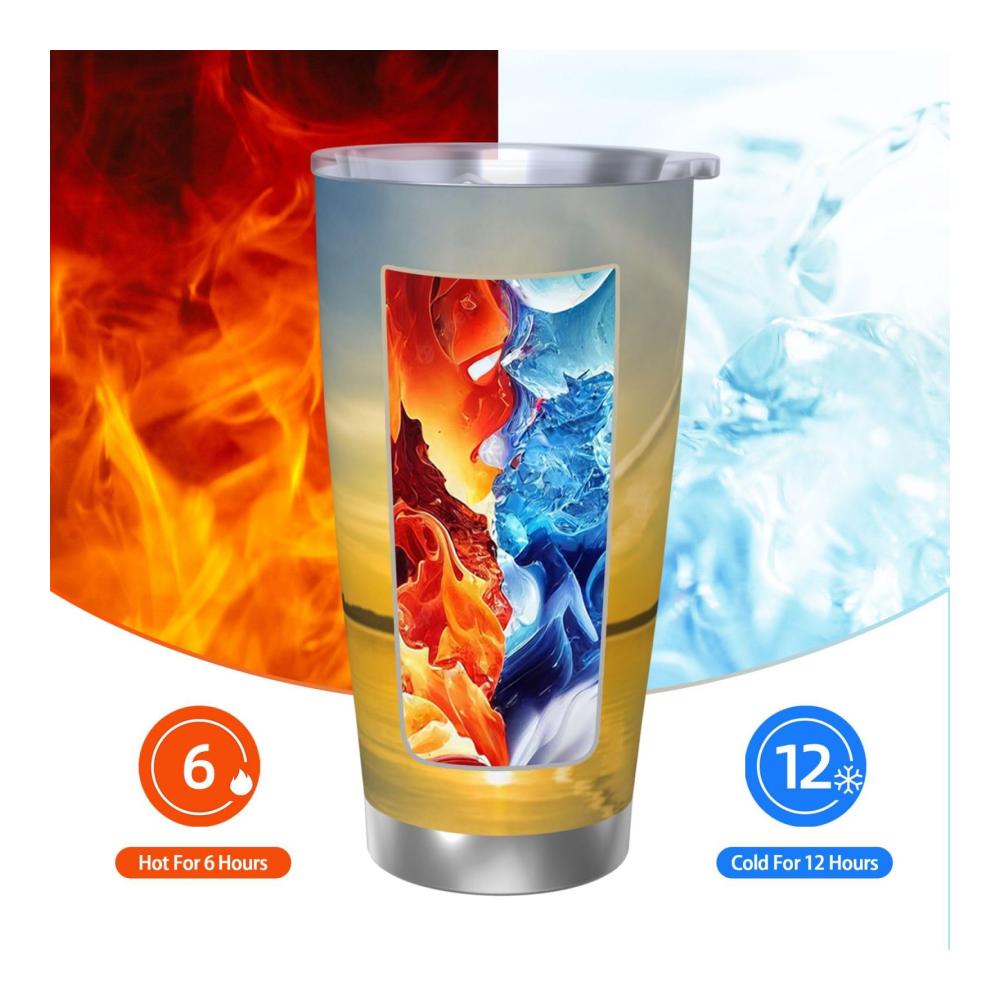 Doppelwandiger Edelstahlbecher 20oz | Isolierter Reisebecher mit Deckel & Strohhalm | Perfekt für heiße & kalte Getränke unterwegs | Wiederverwendbarer Becher für Autohalter | Sonnenaufgangs-Horizont Design | Ideal für Tassen & Becher Liebhaber