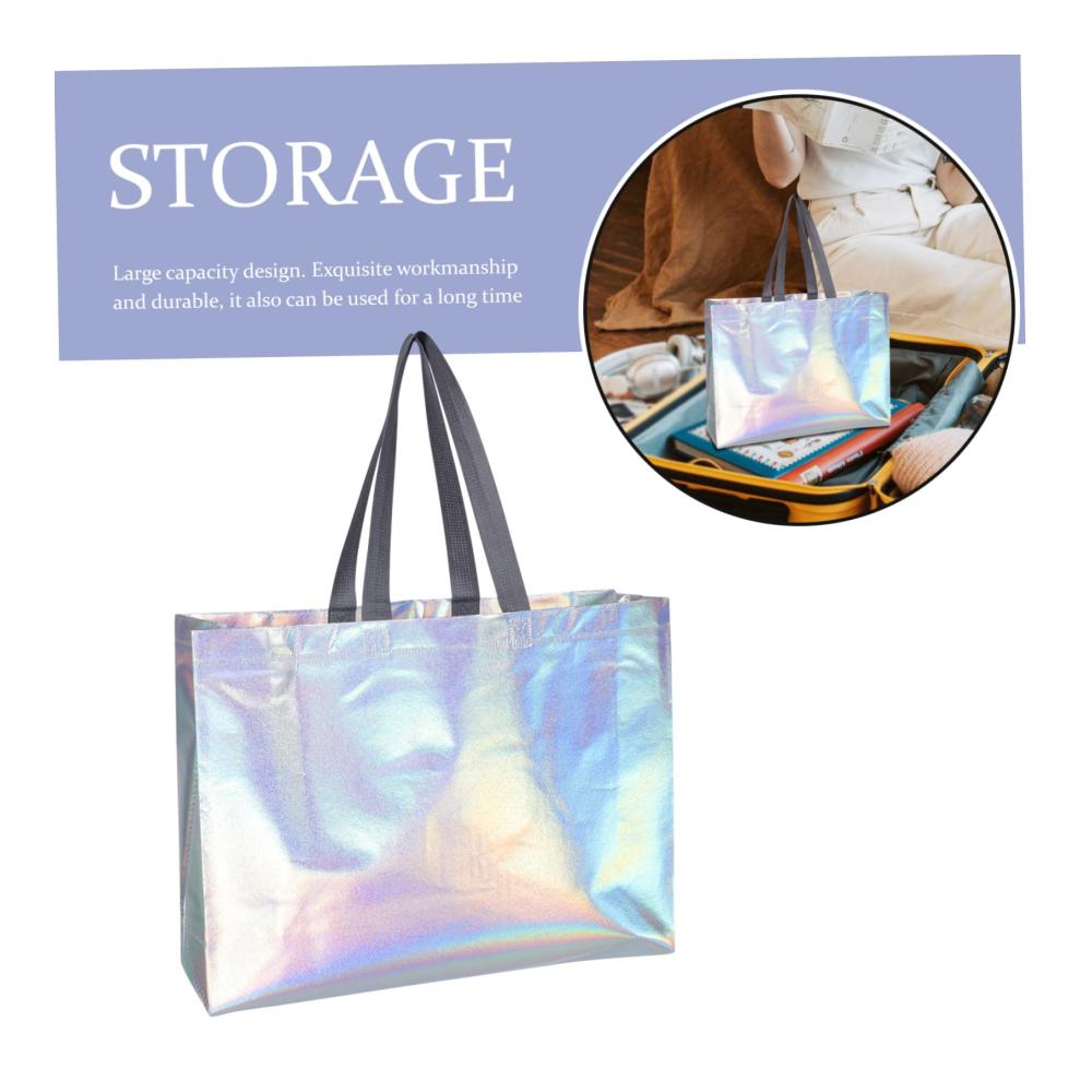 30 Stk Holografische Einkaufstaschen für Lebensmittel und Leckereien - Silberfolie Geschenktüten - Party-Geschenk-Taschen für Geburtstage - Tragbar und vielseitig verwendbar - Vlies